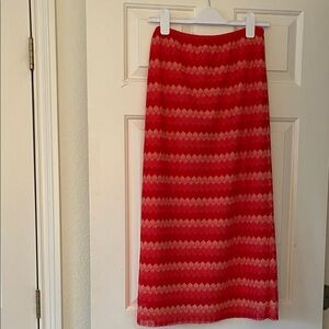 NWOT Chelsea & Violet Red and Cream Maxi Skirt